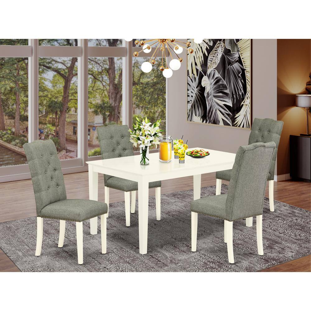 Left. East West Furniture - Dining Room Set Linen White - Brown.