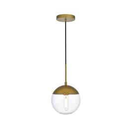 Living District - Eclipse 1 Light Brass Pendant With Clear Glass - Brass And Clear