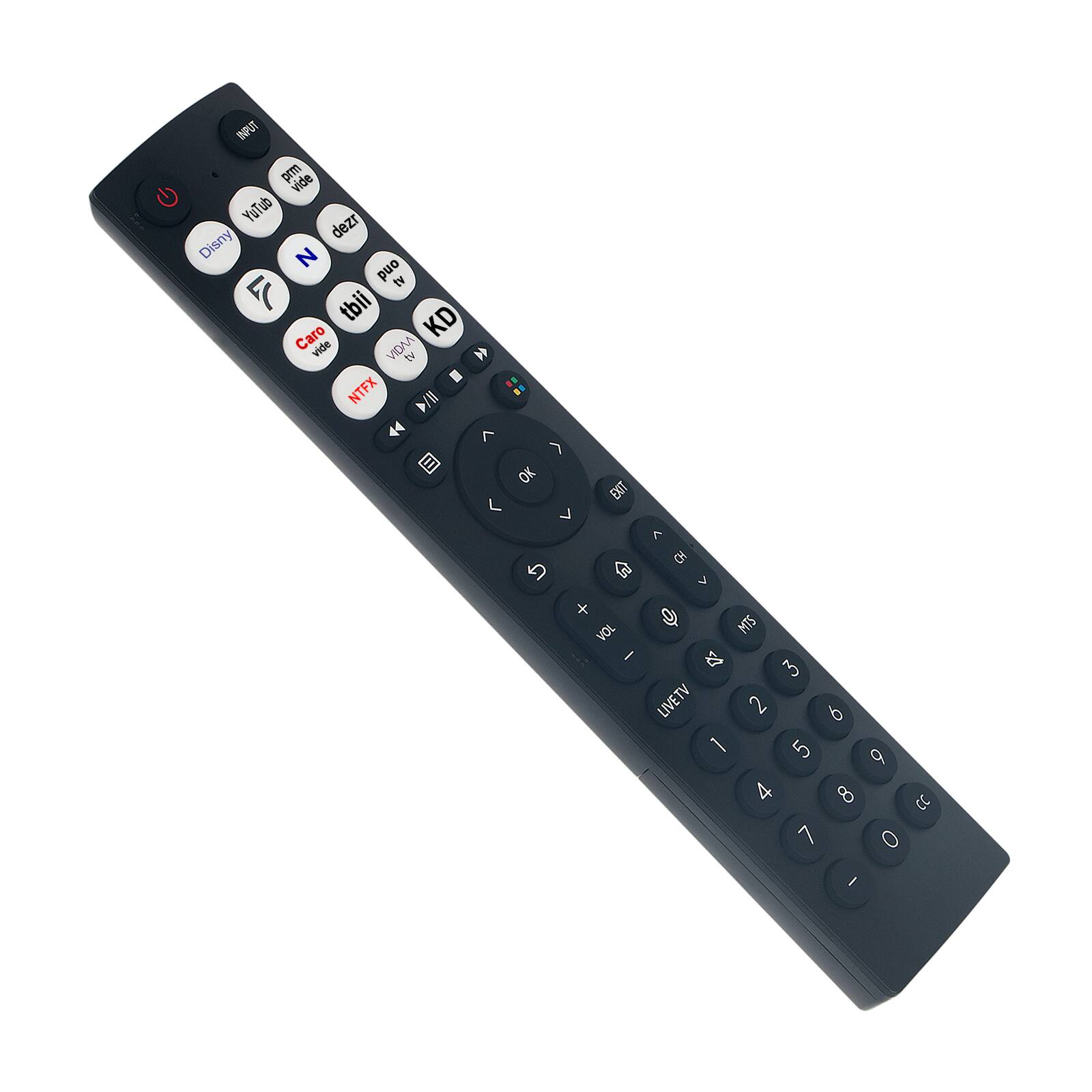 INPUT: prm vide, YuTub, dezr, Disny, N, ond tv, 4, tbii, Caro, KD, vide, VIDAA, Y, NTFX, D/II, OK, V, EXIT, 7, 7, CH, KS, A, +, of, VOL, MTS, /, D, 3, LIVETV, 2, 9, 1, 5, 9, 4, 8, CC, 7, 0