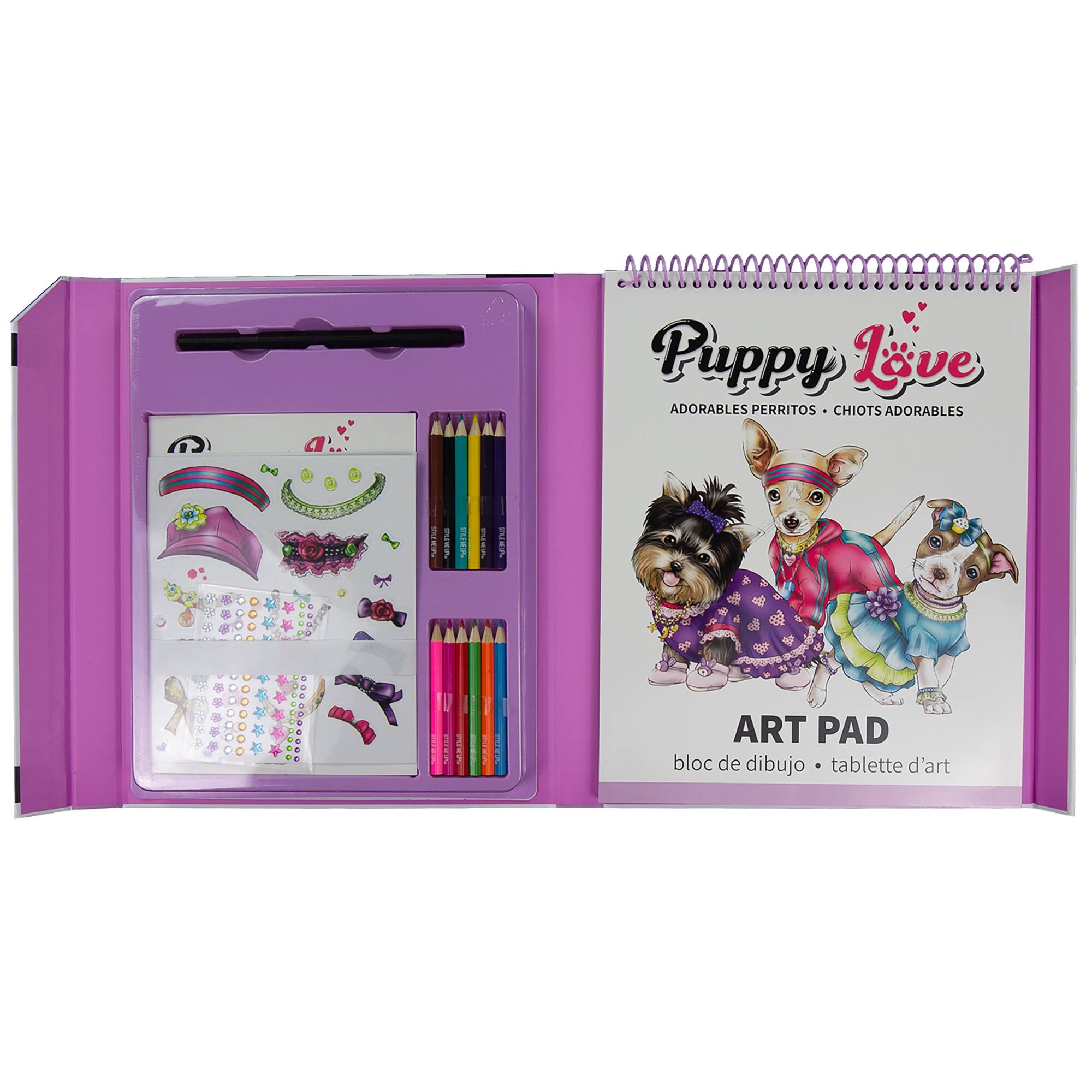 Puppy Love Art Pad: Adorables Perritos Chiots Adorables Bloc de dibujo Tablette d'art