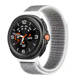 StrapsCo - Nylon Comfort Watch Band Strap For Samsung Galaxy Watch 8 - Grey & white