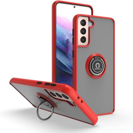 Front. Entronix - Entronix Protective Case for Galaxy S23 - Enhanced Matte Grip & Built-in Kickstand - Red.