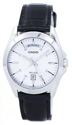 Casio - Analog Silver Dial MTP-1370L-7AVDF MTP-1370L-7AV Men's Watch - Silver and black