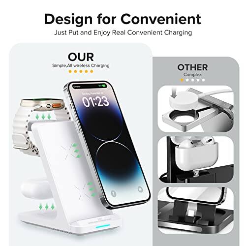 Design for Convenient  
Just Put and Enjoy Real Convenient Charging  

OUR  
Simple, All wireless Charging  

OTHER  
Complex