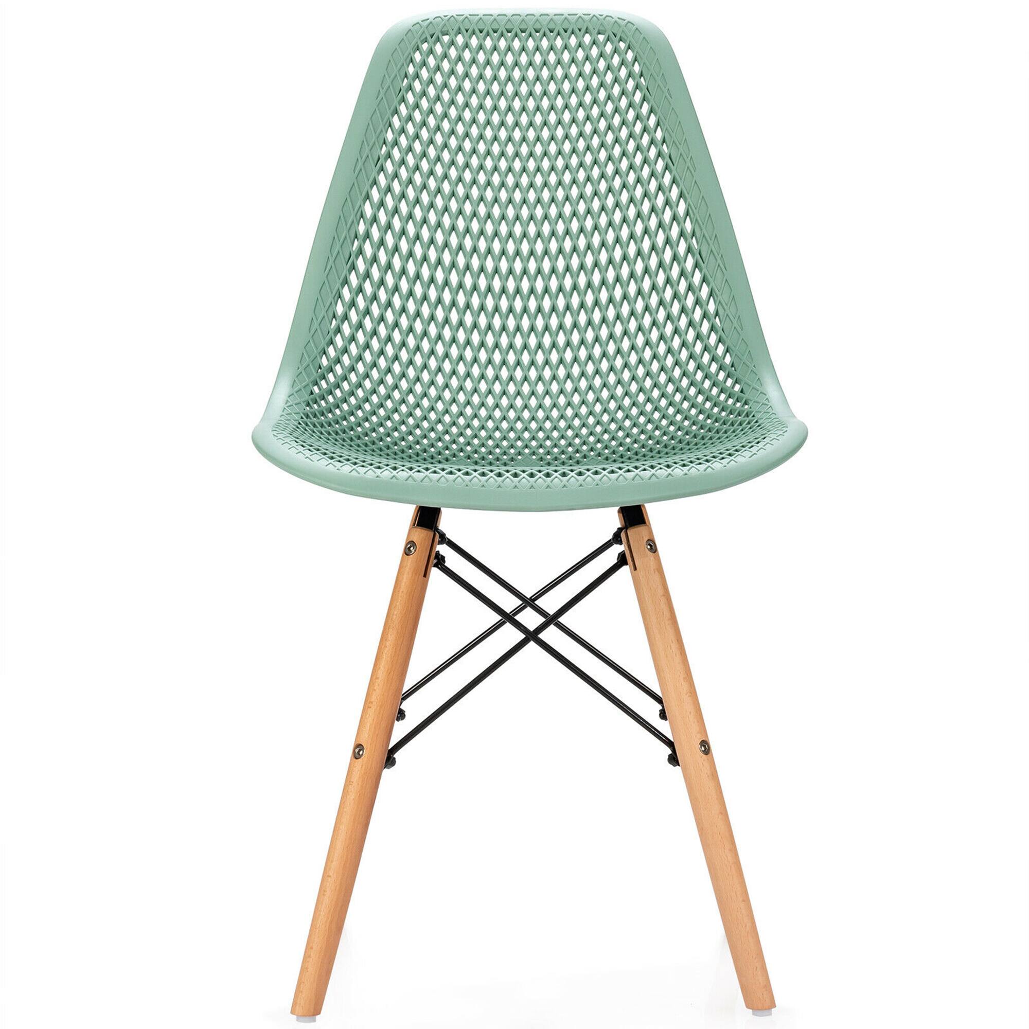 Alt View 5. Gymax - Gymax 2PCS Modern DSW Dining Chair Office Home w/ Mesh Design Wooden Legs Green - Green.