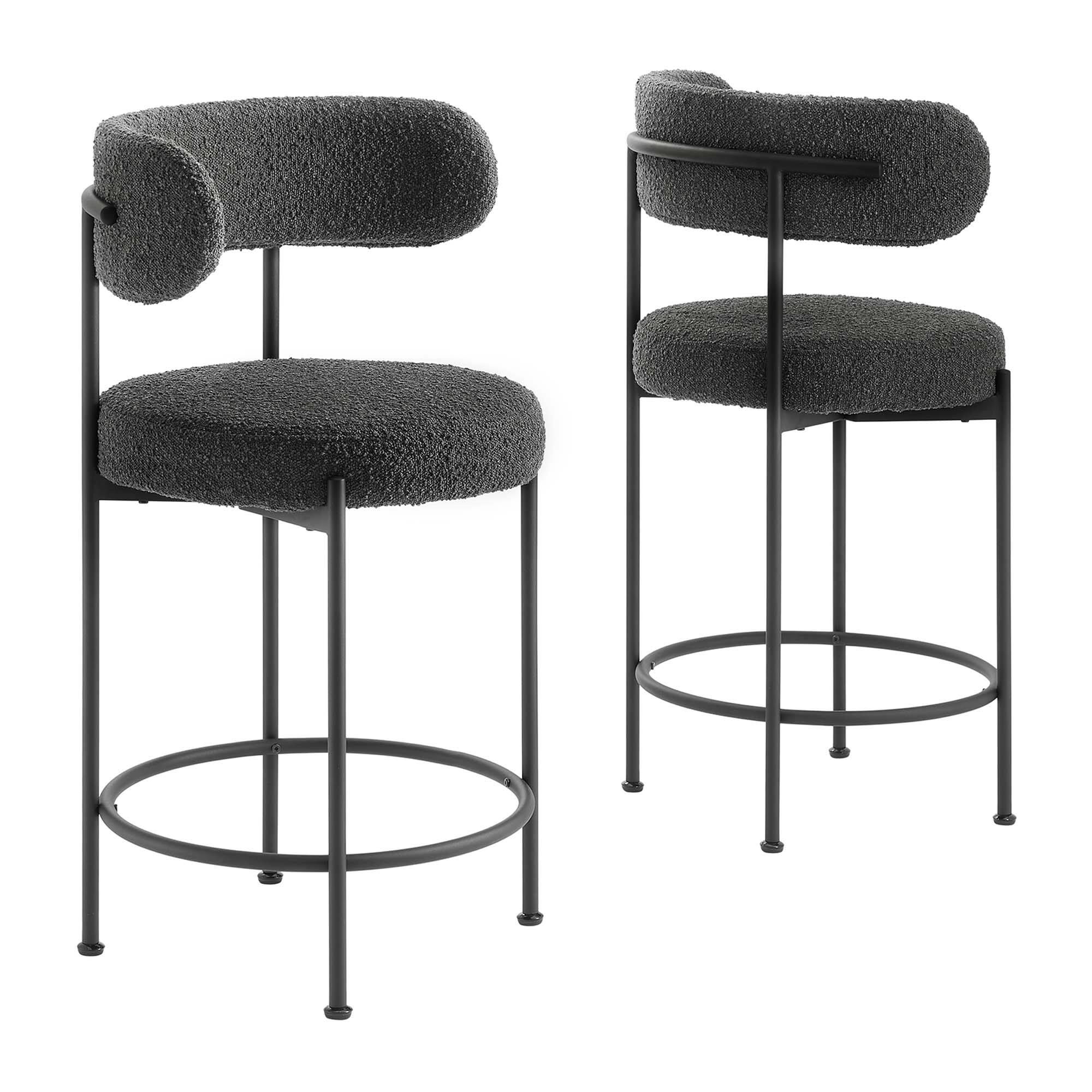 Angle. Modway - Albie Boucle Fabric Counter Stools Set of 2 by Modway - Charcoal Black.