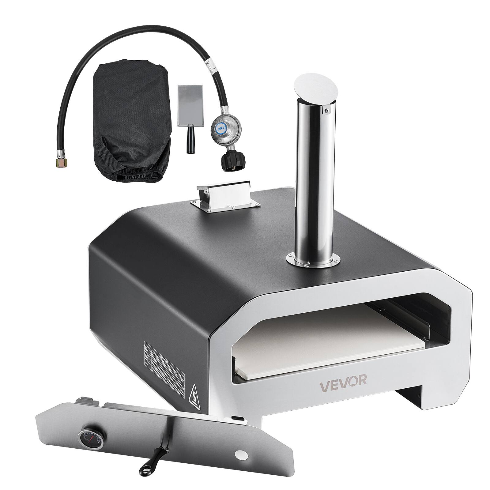 Alt View 5. VEVOR - Dual Fuel Pizza Oven Outdoor, 16 in Wood Fire & Propane Gas Pizza Oven, Portable Pellet & Propane Pizza-Maker - Black (spray).