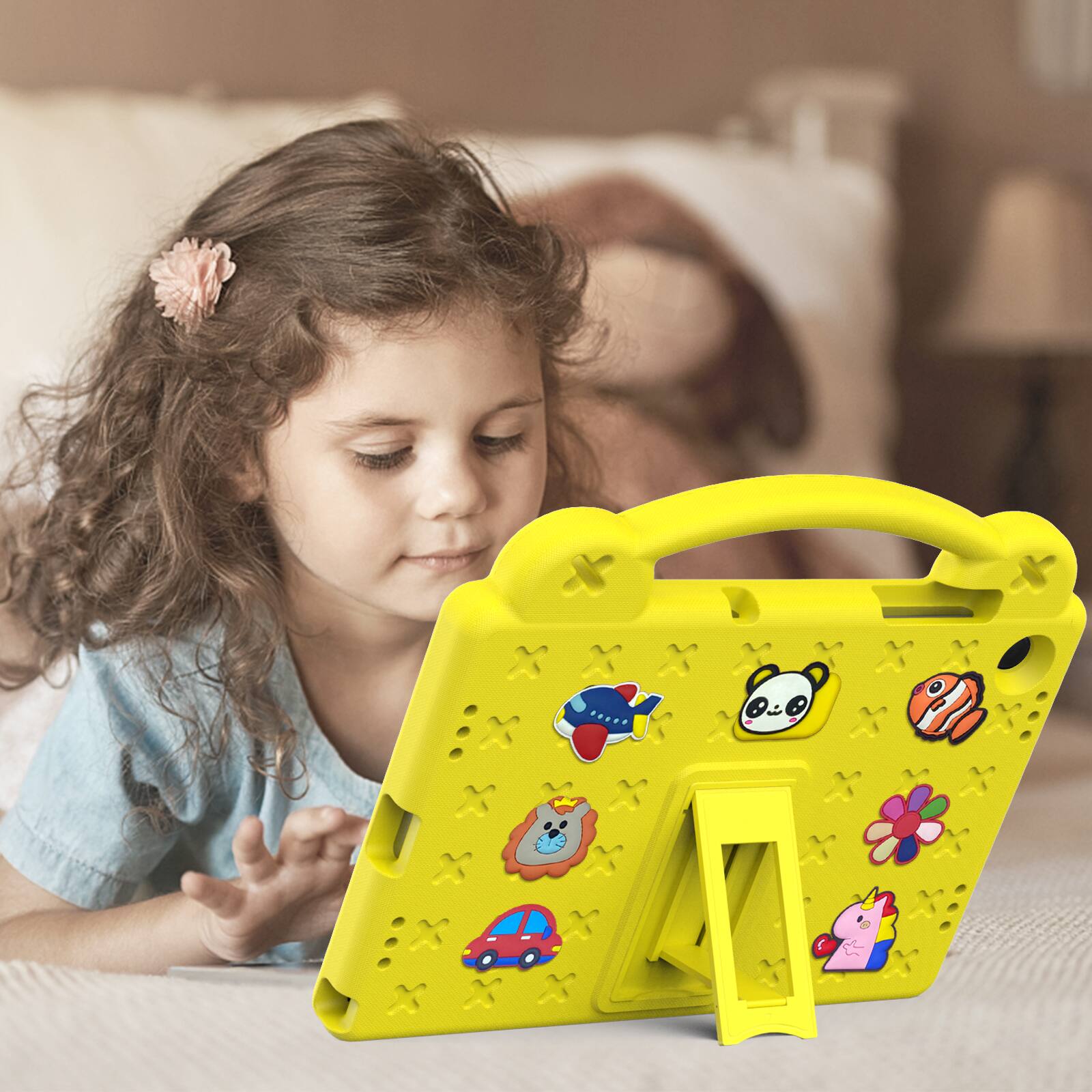Alt View 3. UUCOVER - Kids Case for Samsung Galaxy Tab A11+ 11-inch 2025 (SM-X230/X236/X238),Shockproof EVA Case Handle Adjustable Stand Cover - Yellow.