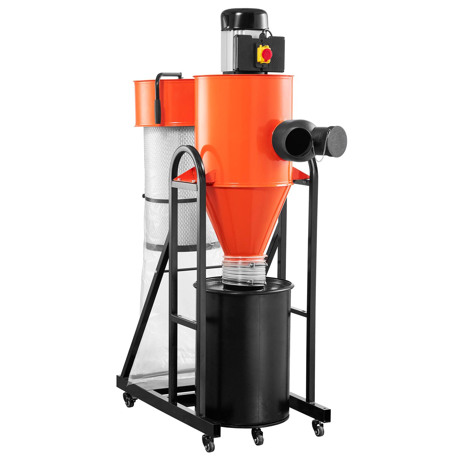 Front. VEVOR - Dust Collector,763 CFM 1 Micron Cyclone Dust Collector,1.5HP Dusts Collection System with 12.5-Gallon Dust Collector Bag - Orange;Black.