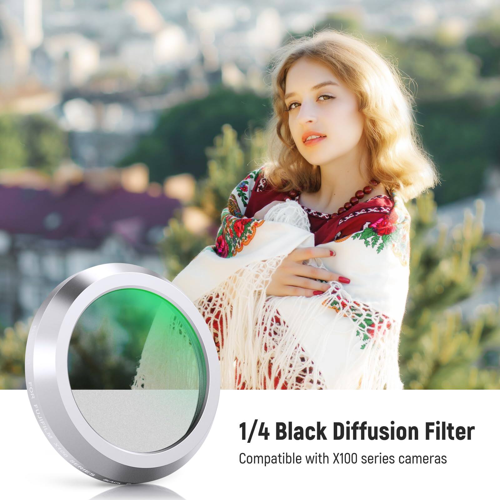 FOR FUJIFILM X100 SERIES  
1/4 Black Diffusion Filter  
Compatible with X100 series cameras