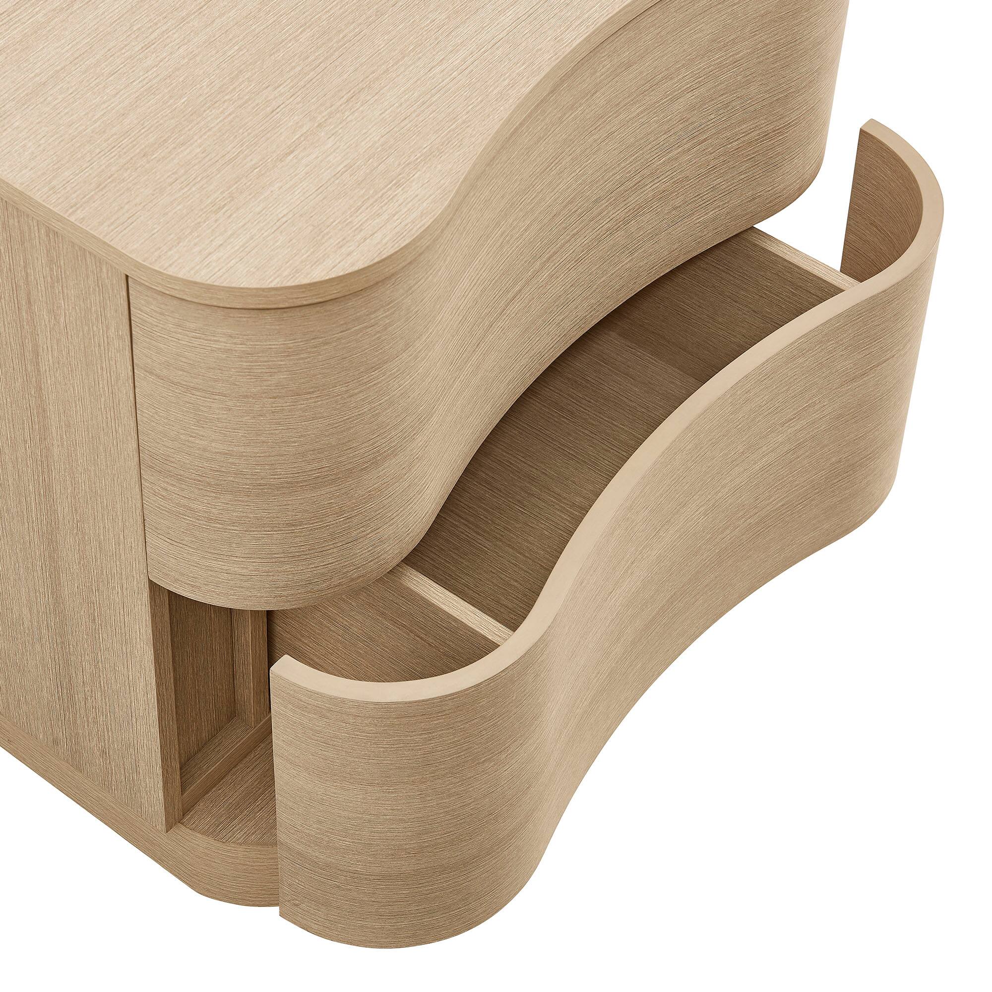 Alt View 5. Modway - Mirae 2-Drawer Curved Nightstand by Modway - Brushed Light Oak.