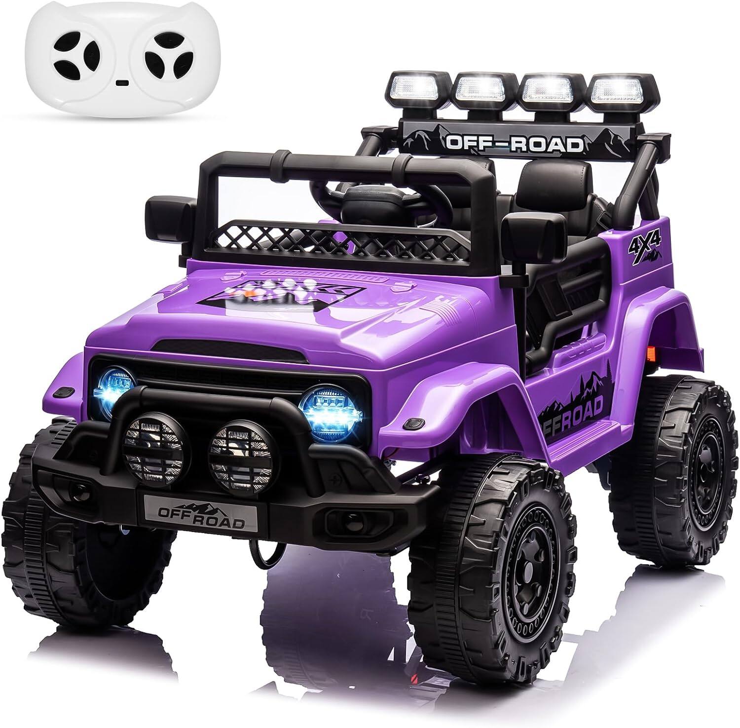 Electrodes Masters - 12V Kids Ride on Truck, Kids Ride on Car, with Parent Remote Control, 3 Speeds & LED Lights - Purple price history on PriceWatchPro