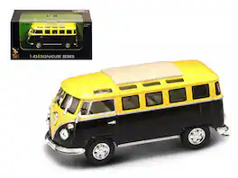 1962 Volkswagen Microbus Van Bus Yellow/Black 1/43 Diecast Car by Road Signature - Yellow, Black