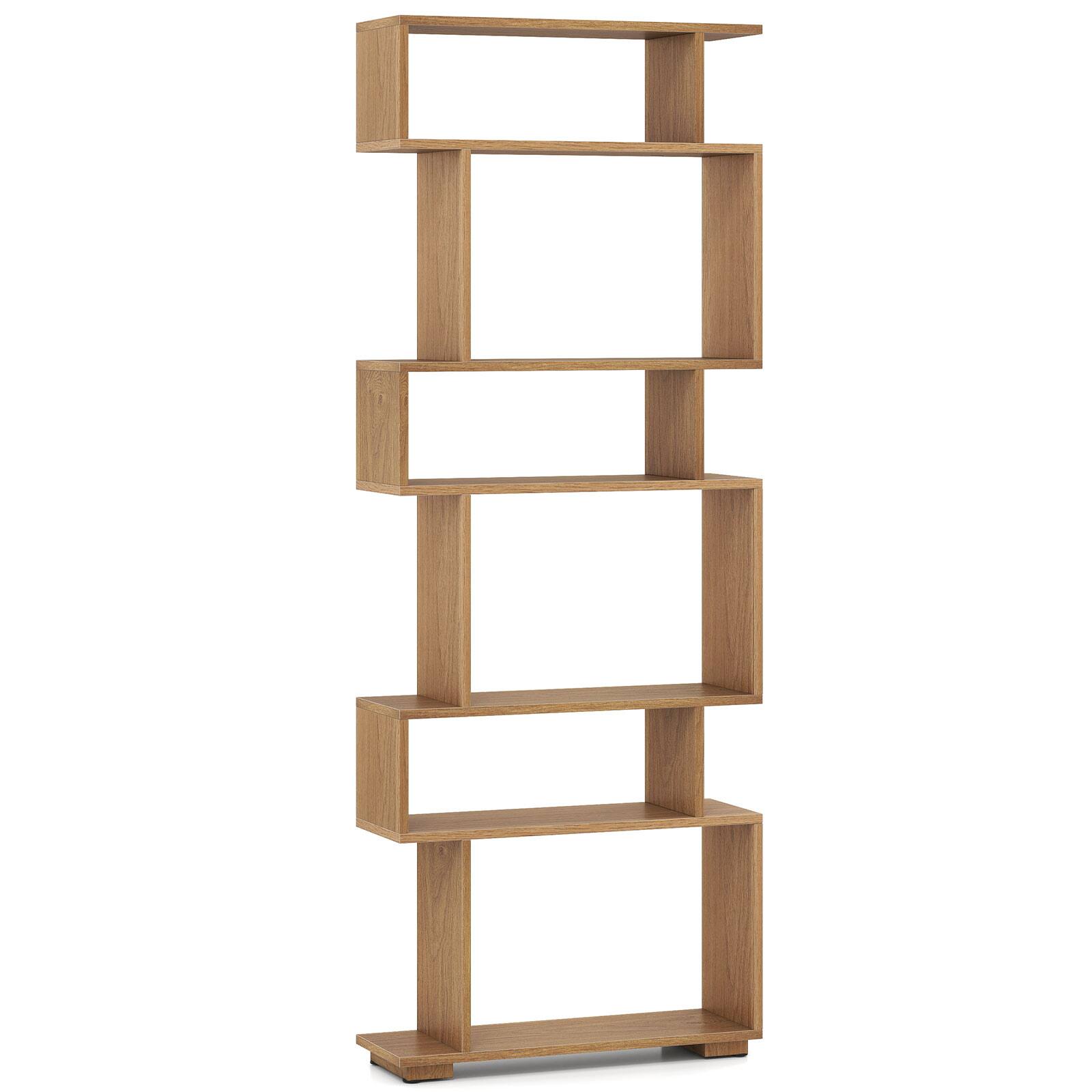 Alt View 9. Gymax - Gymax 2PCS 6-Tier Bookshelf w/2 Anti-Tipping Kits Wooden Display Shelf for Home Office Natural - Yellow.