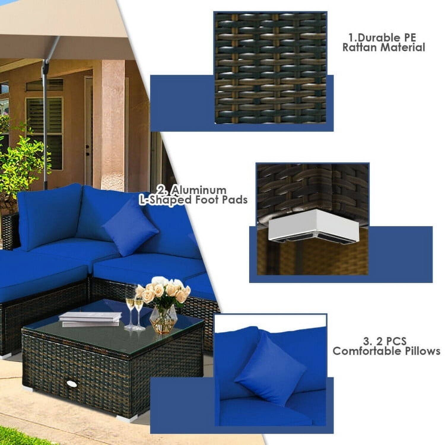 1. Durable PE Rattan Material  
2. Aluminum L-Shaped Foot Pads  
3. 2 PCS Comfortable Pillows