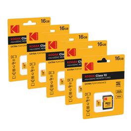 Kodak - 16GB Premium Performance microSDHC Memory Card Class 10 (x5)