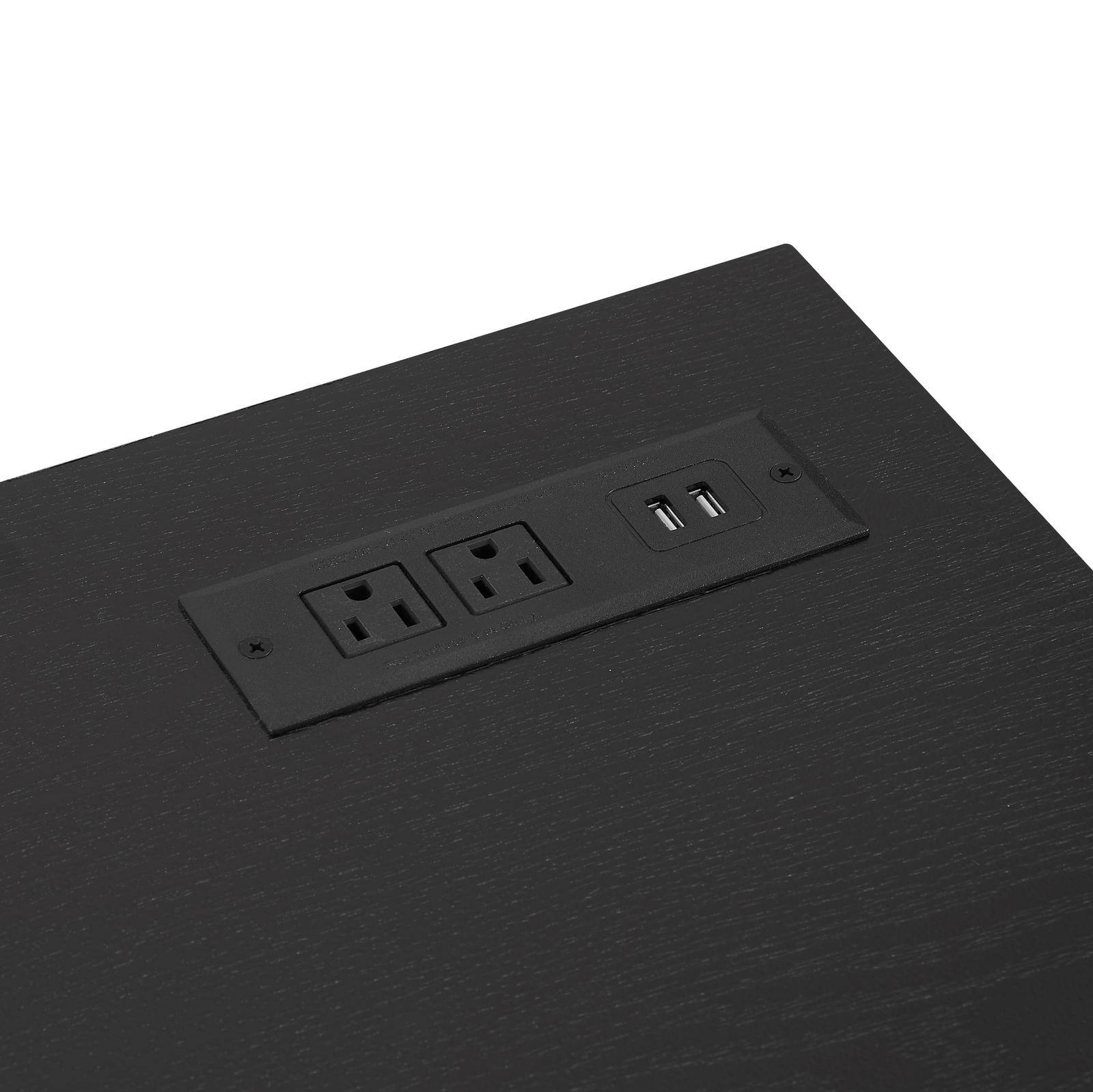 Alt View 4. Spaco - Spaco Electric Fireplace TV Stand for 62 Inch TVs, 3D LED Flame, Glass Shelves, USB Charging Outlet, for Living Room - Black.