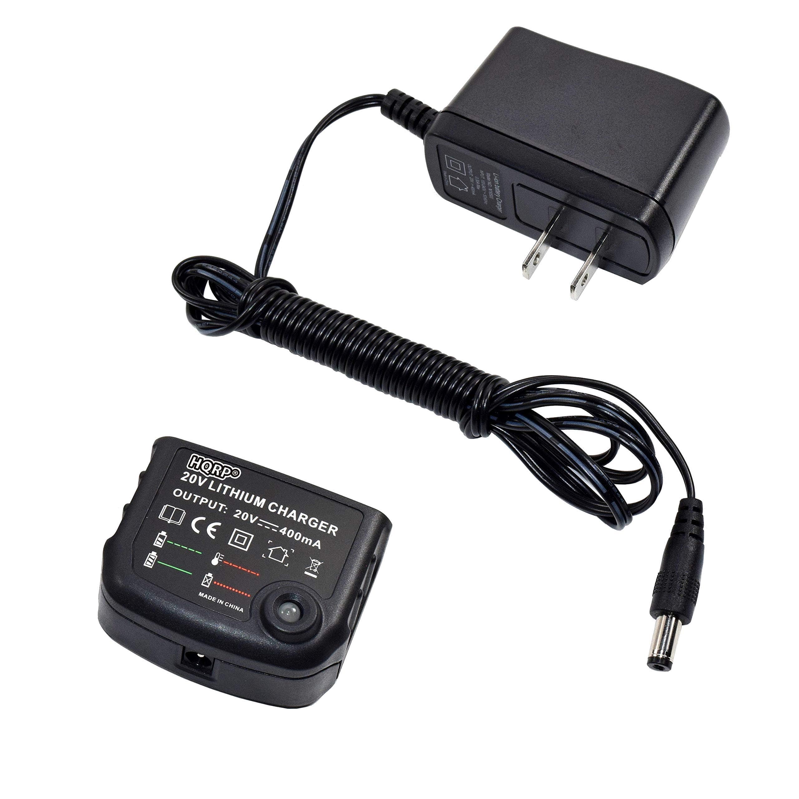 HQRP - 20 V Li-Ion Battery Charger for Black and Decker LDX120C LDX220SB SSL20SB LB20 LBX20 LBXR20