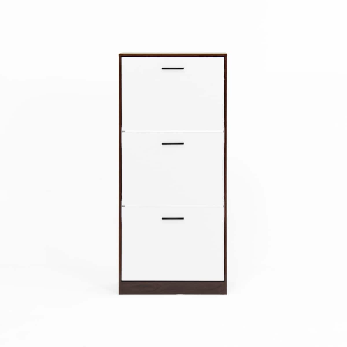 Halitaa - Shoe Storage Cabinet with 3 White Panel Flip Drawers,Freestanding Organizer for Entryway,Narrow Shoe Rack Cabinet - Brown