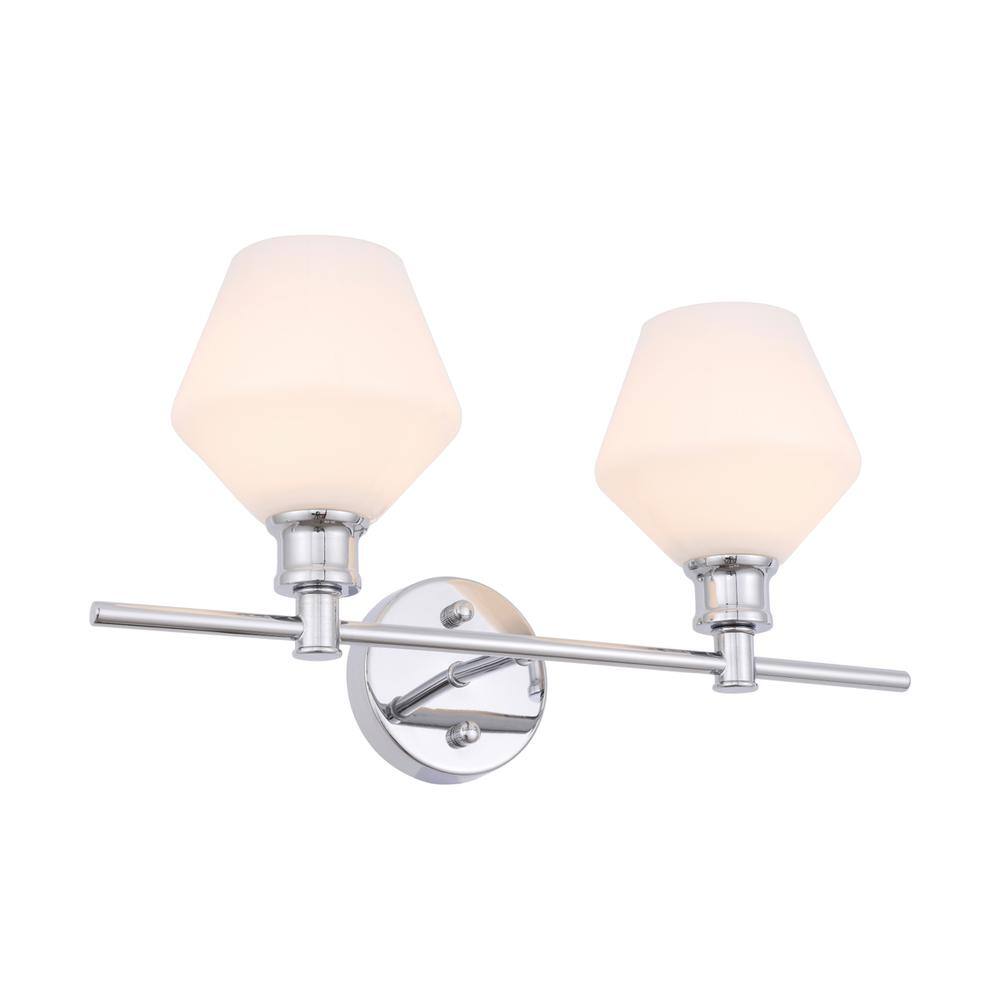 Alt View 6. Living District - Gene 2 light Chrome and Frosted white glass Wall sconce - Chrome And Frosted White Glass.