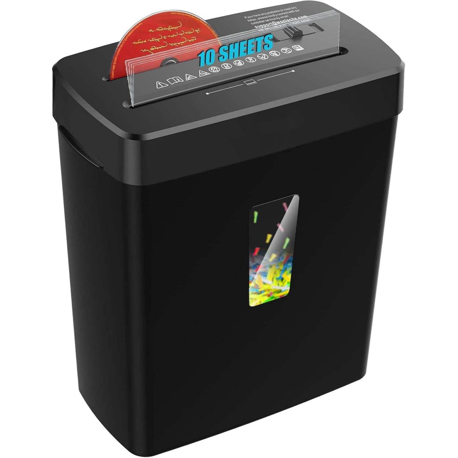 PRIMEPLUS - 10-Sheet Cross Cut Paper Shredder, 3.43-Gallon Basket P-4 Security Level, Jam Proof CD Credit Card Shredding - Black