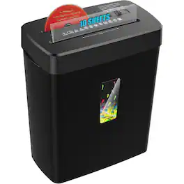 PRIMEPLUS - 10-Sheet Cross Cut Paper Shredder, 3.43-Gallon Basket P-4 Security Level, Jam Proof CD Credit Card Shredding - Black