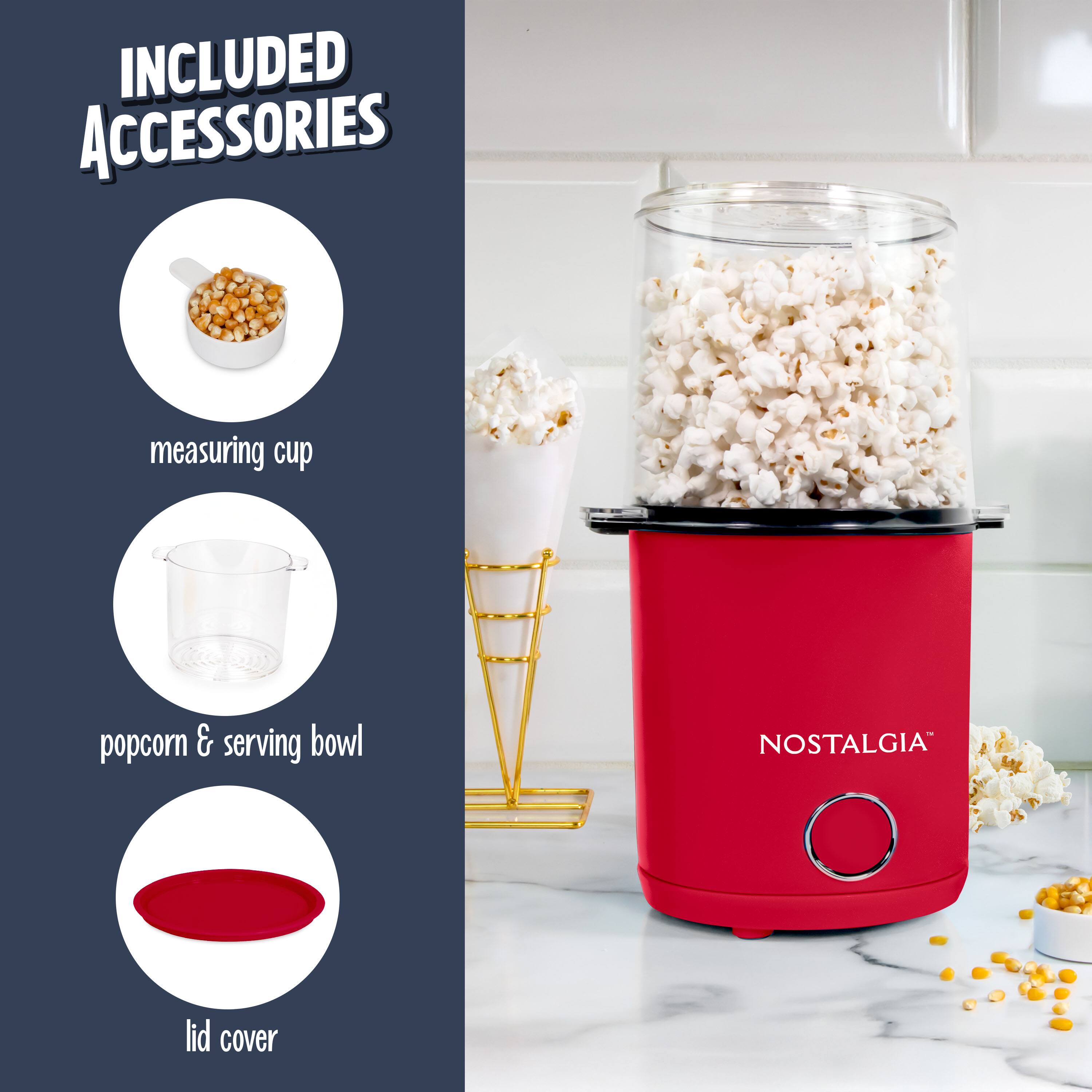 INCLUDED ACCESSORIES

- measuring cup
- popcorn & serving bowl
- lid cover

NOSTALGIA
