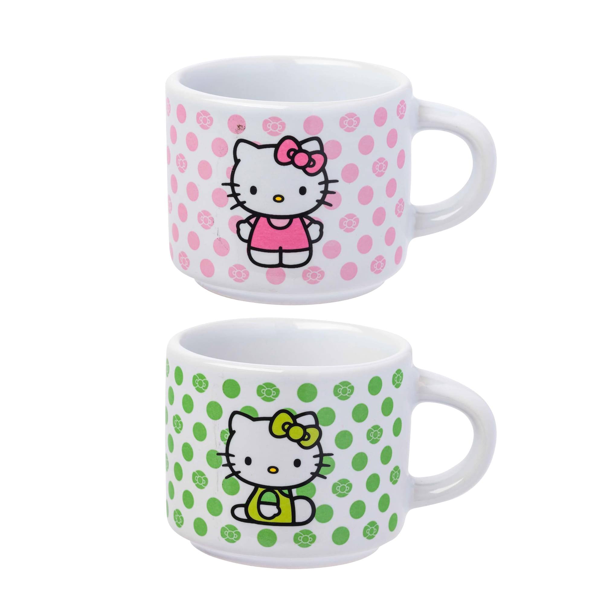 Alt View 4. Silver Buffalo - Sanrio Hello Kitty Polka Dots 3oz Stackable Mug Set of 4 - White.