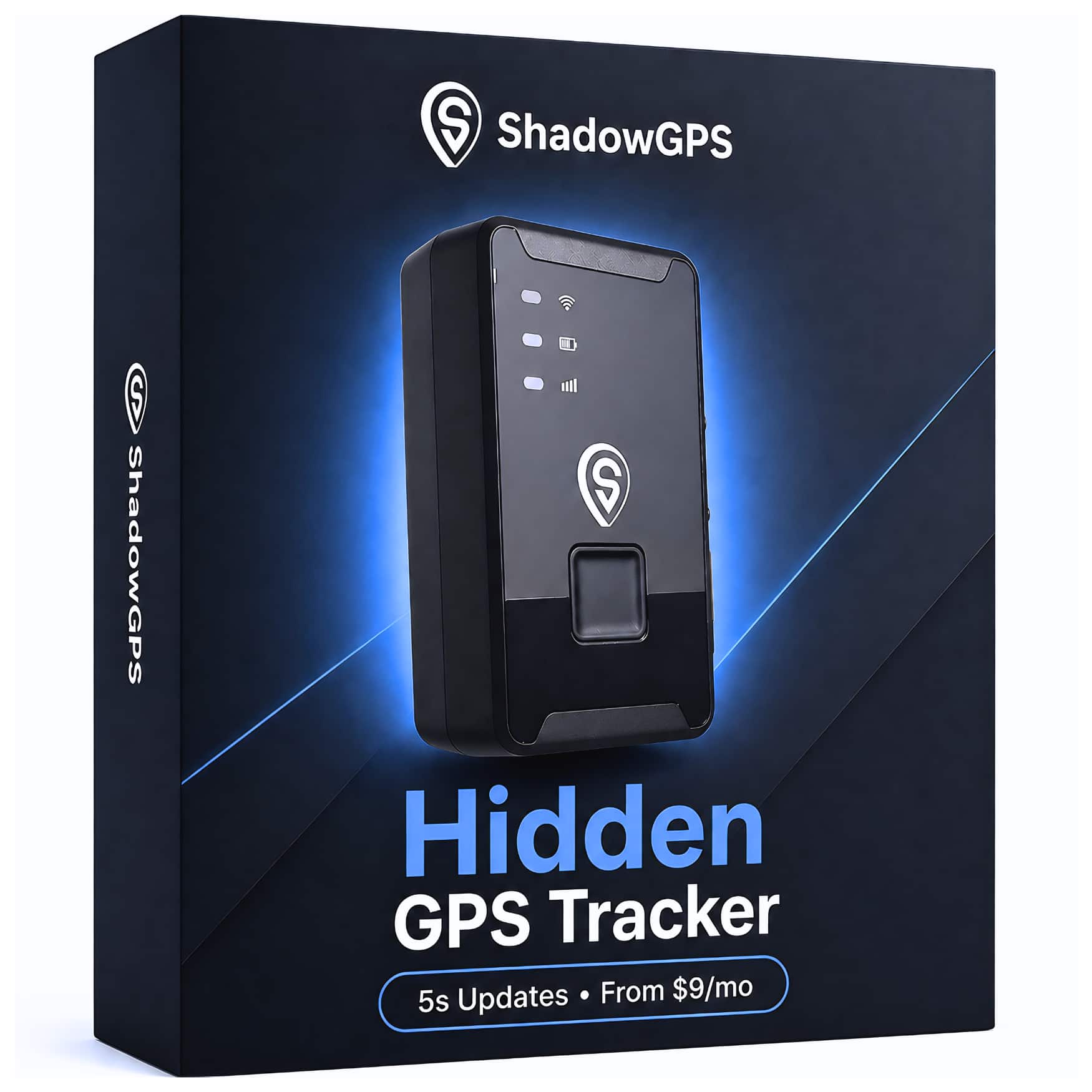 ShadowGPS - GPS Tracker with Real-Time Location, Motion Alerts, Geofencing, Rechargeable Battery & 1-Year Trip History - Black
