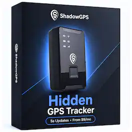 ShadowGPS - GPS Tracker with Real-Time Location, Motion Alerts, Geofencing, Rechargeable Battery & 1-Year Trip History - Black