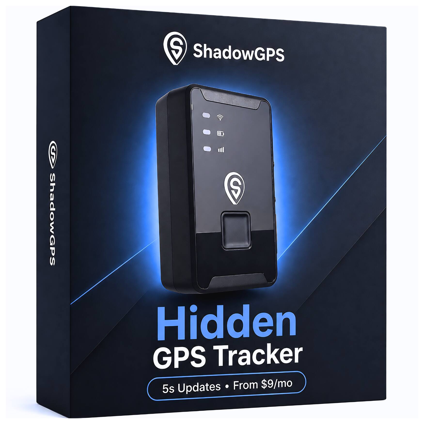 ShadowGPS - GPS Tracker with Real-Time Location, Motion Alerts, Geofencing, Rechargeable Battery & 1-Year Trip History - Black