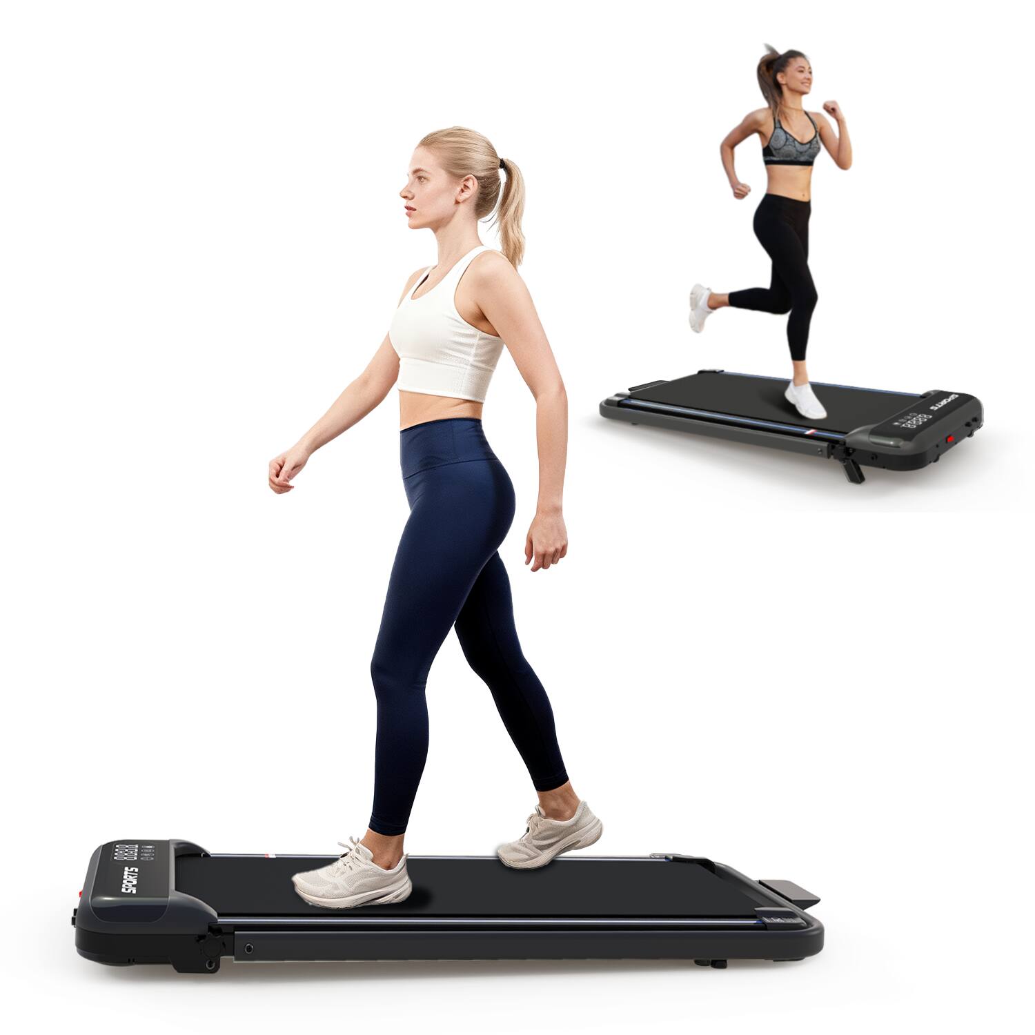 Back. Tiramisubest - 3-in-1 Foldable Under Desk Treadmill with Incline, Remote Control & LED Display for Home Workouts - Black.