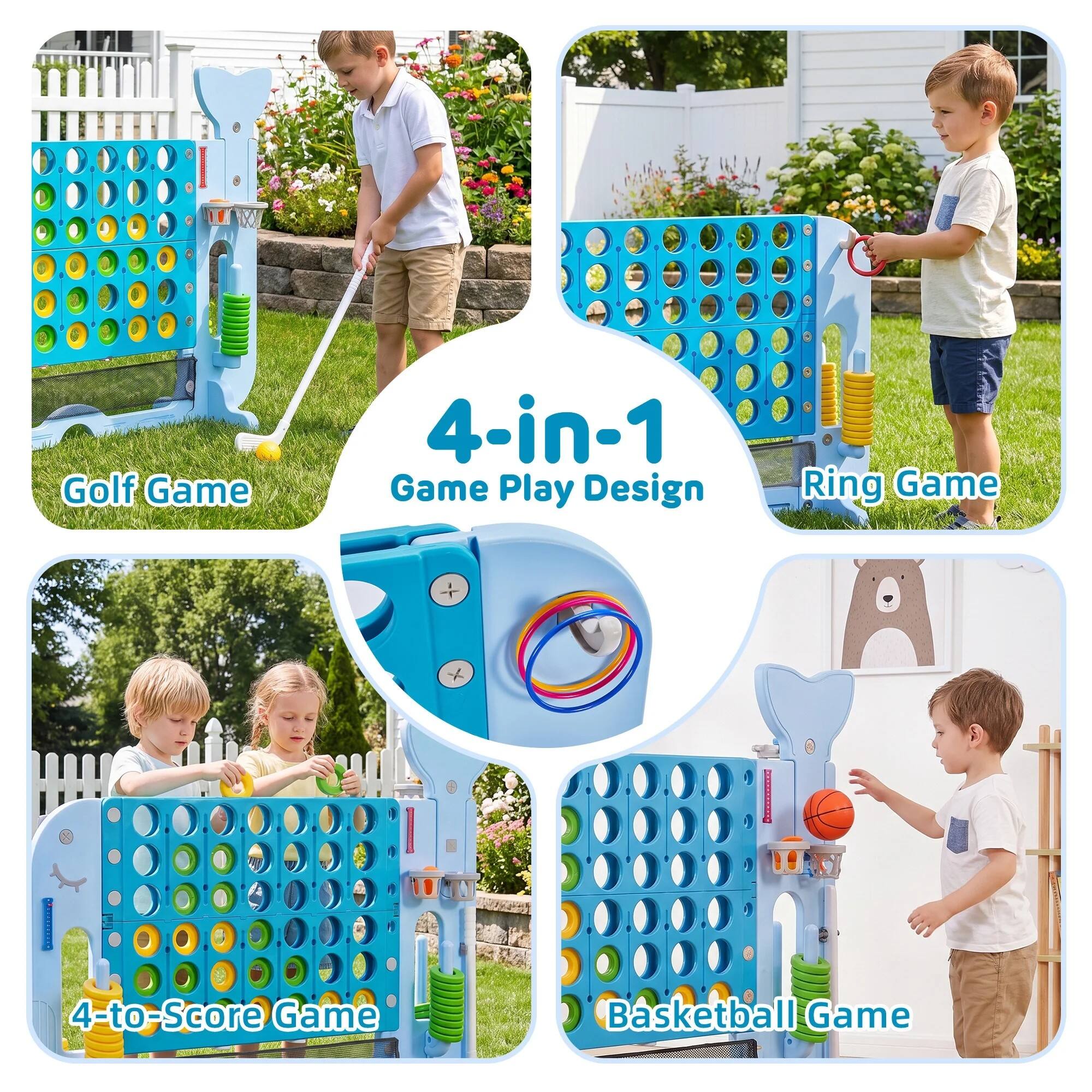 Sugift Product Title 4 in 1 Adjustable Height Giant Outdoor Yard Game ...