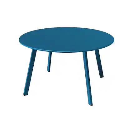 Front. Lent Glitter Wood - ROUND STEEL PATIO COFFEE TABLE - Blue.