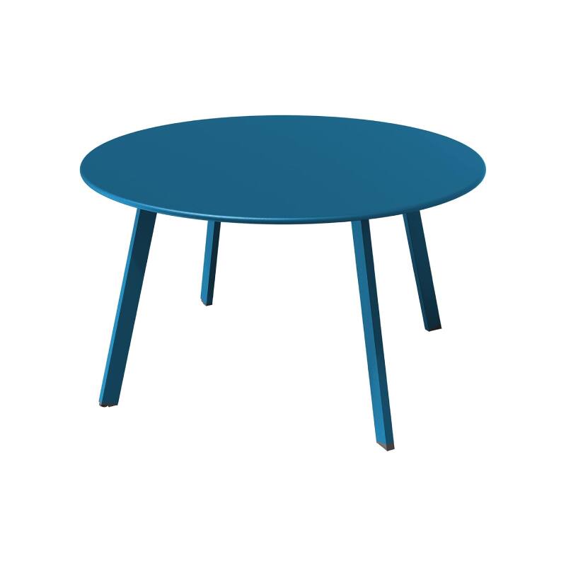 Front. Lent Glitter Wood - ROUND STEEL PATIO COFFEE TABLE - Blue.