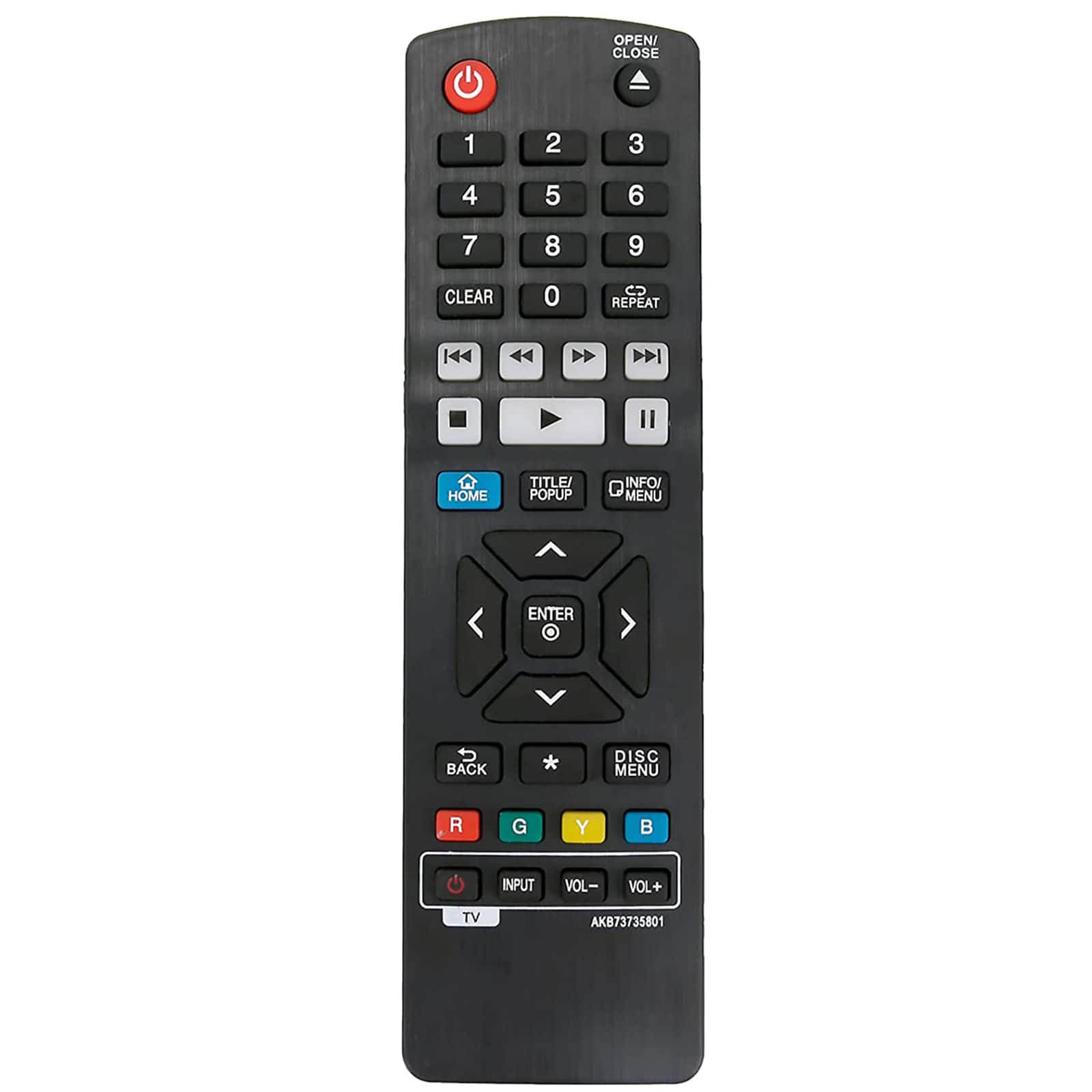 WINFLIKE - AKB73735801 Replace Remote Control fit for LG Blu-Ray Disc DVD BD Player sub AKB73896401 - Black