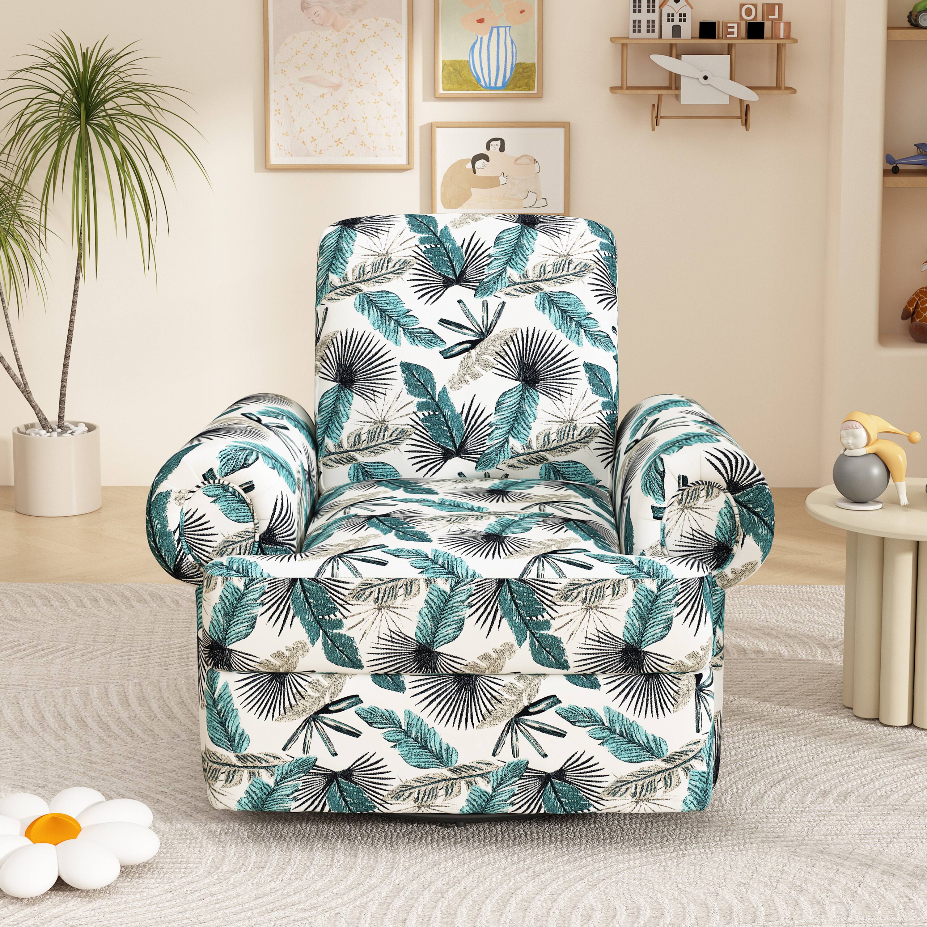 Back. TinyHomie - Manual Recliner Sofa Swivel Recliner Rocker Chair with Adjustable Backrest for Living Room Bedroom - Brown.