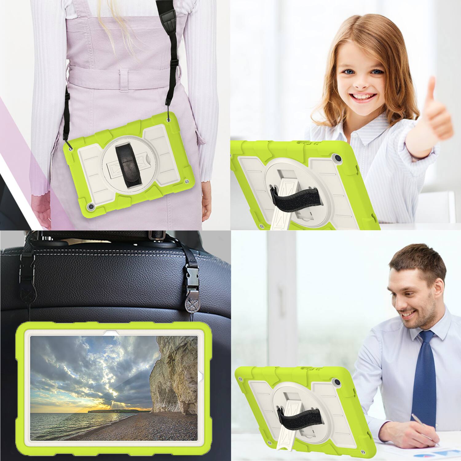 Alt View 4. Dteck - Heavy Duty Rugged Case for Samsung Galaxy Tab A9+ (A9 Plus) 11-inch 2023,Shockproof Kickstand Cover with Shoulder Strap - E.