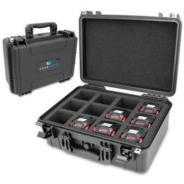 CASEMATIX - 12-Battery Hard Case for Milwaukee M18 Batteries, Waterproof Drill Battery Storage Tool Case with Custom Compartments