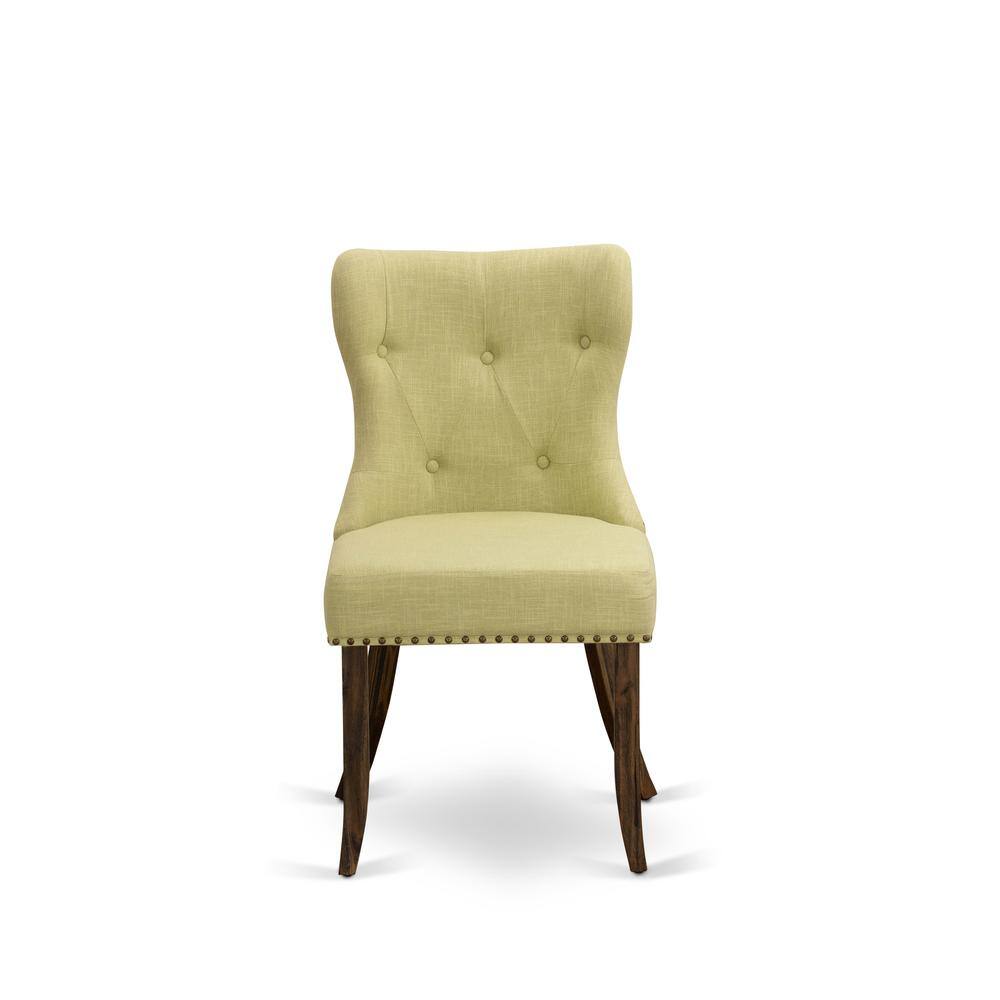 Alt View 1. East West Furniture - Set of 2 - Parsons Chair- Upholstered Chair Includes Distressed Jacobean Wooden Structure - Brown.
