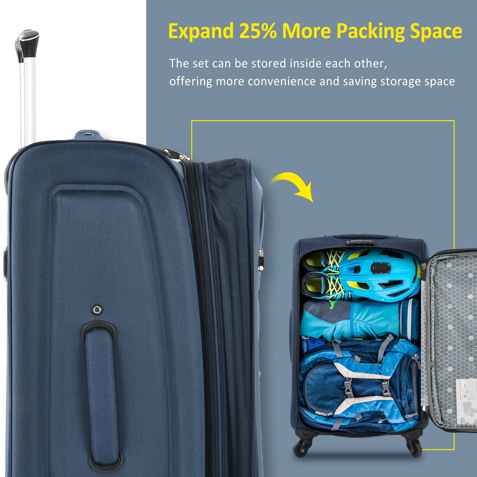 Expand 25% More Packing Space

The set can be stored inside each other, offering more convenience and saving storage space.
