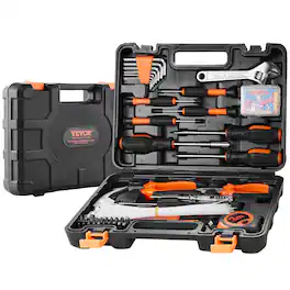VEVOR - Tool Kit, 132 Piece General Household Hand Tool Set, Home Repairing Tool Kit with Portable Tool Storage Case - Orange,black
