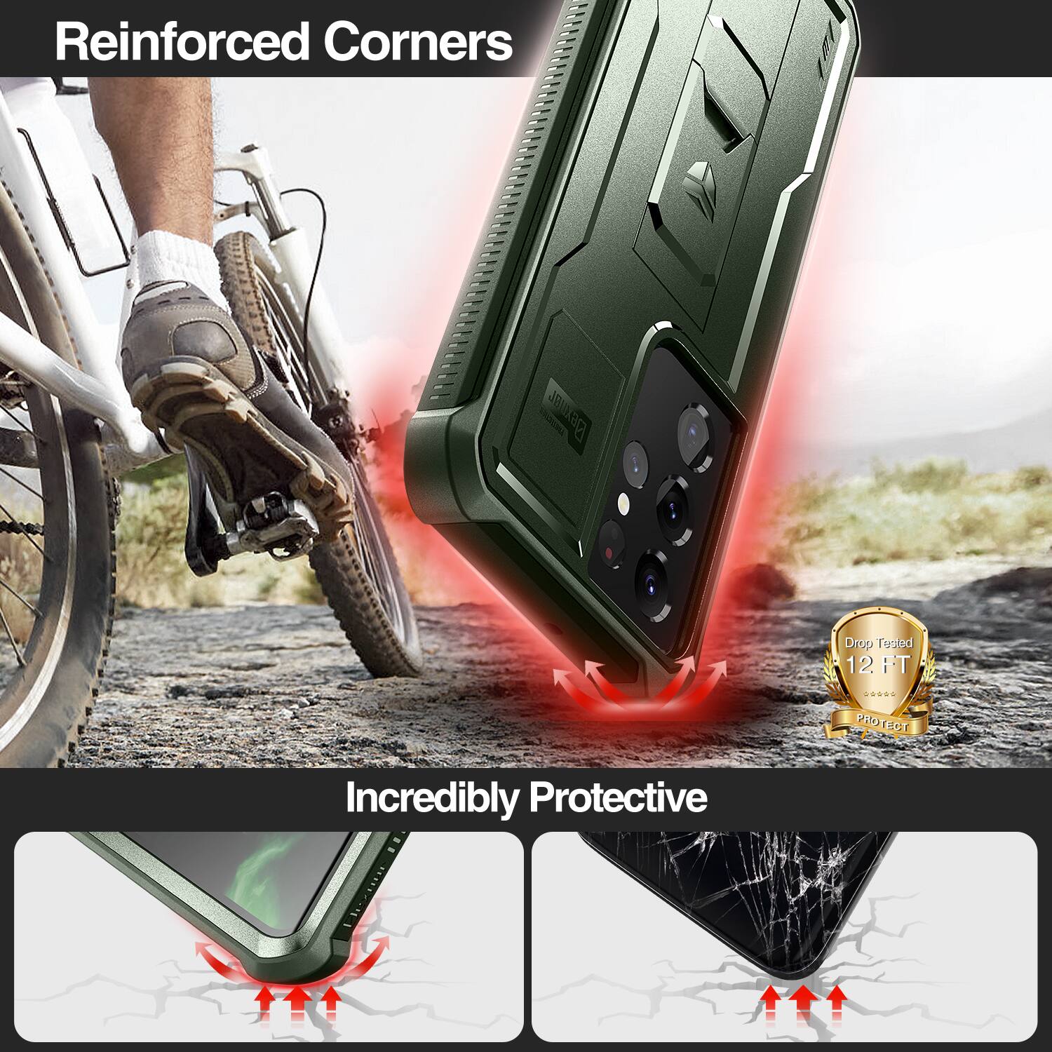 Reinforced Corners, Incredibly Protective, Drop Tested 12 FT. PROTECT PRO CT