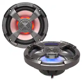 Powerbass - XL-62SST - 6.5" Shallow Mount Coaxial Speakers With RGB LED, Powersports/Marine - Pair - Black/Gray