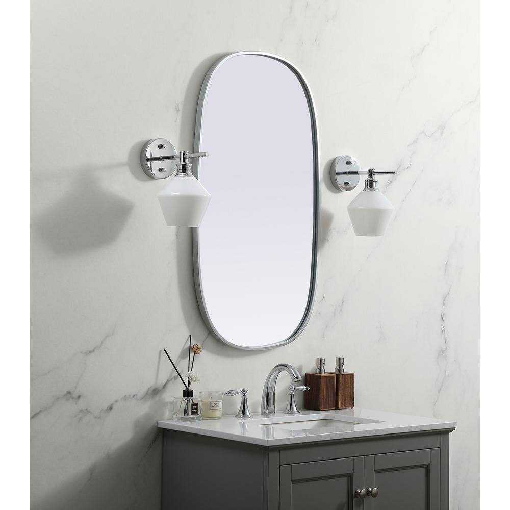 Alt View 6. Elegant Decor - Metal Frame Oval Mirror 20x36 Inch in Silver - Silver.