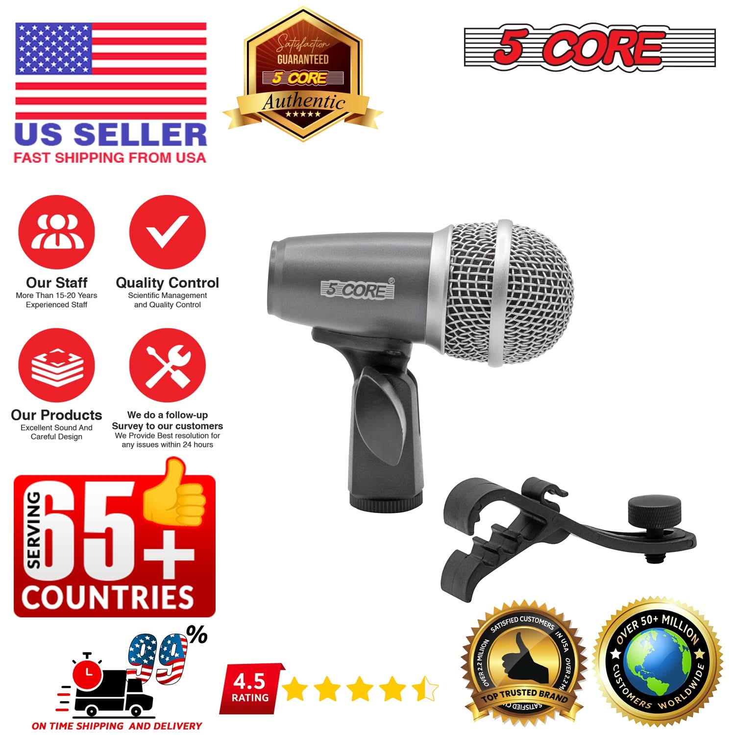 **US SELLER**  
FAST SHIPPING FROM USA  

**5 CORE**  
Authentic  

**Our Staff**  
More Than 15-20 Years Experienced Staff  

**Quality Control**  
Scientific Management and Quality Control  

**Our Products**  
Excellent Sound And Careful Design  

**We do a follow-up Survey to our customers**  
any issues within 24 hours  

**SERVING 65+ COUNTRIES**  

**ON TIME SHIPPING AND DELIVERY**  
99%  

**4.5 RATING**  

**SATISFIED CUSTOMERS IN USA**  
OVER 1 MILLION  

**TOP TRUSTED BRAND**  
OVER 50+ MILLION CUSTOMERS WORLDWIDE