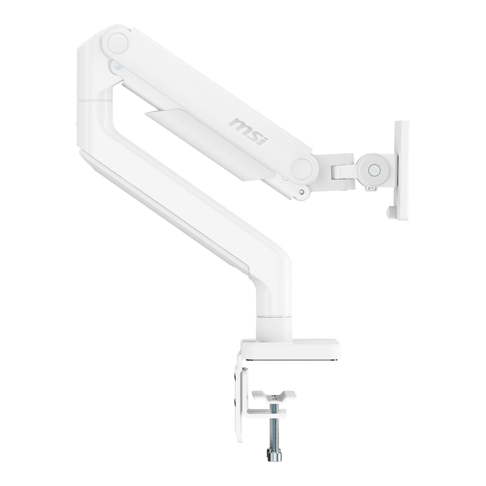 Alt View 5. MSI - MAG MT201W Single Monitor Arm – Adjustable Desk Mount, VESA Compatible, 17–49in, 44 lbs Capacity, Clamp & Grommet - Matte White.
