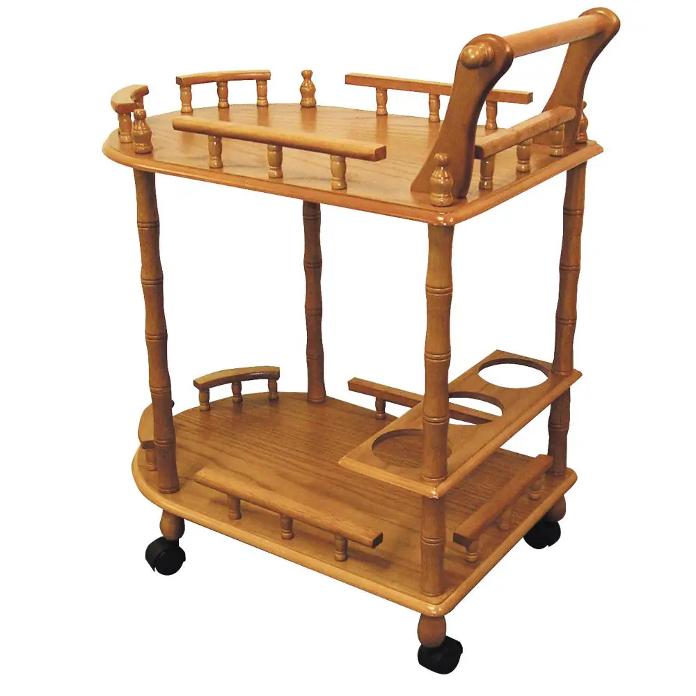 Manhattan Lane - Casters Supported 2 Tier Wooden Wine Table with Turned legs - Brown