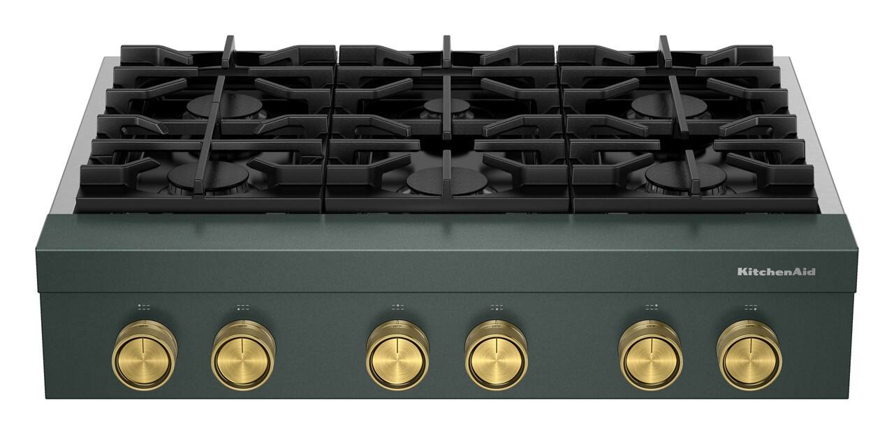 Alt View 6. KitchenAid - KitchenAid - KitchenAid 36-inch 6-Burner Gas Commercial-Style Rangetop - Juniper.