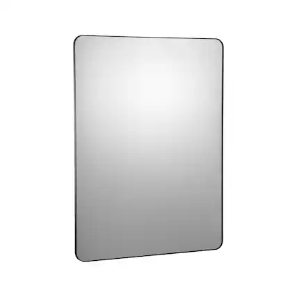 Front. VEVOR - Wall Mounted Makeup Mirror, 0.15" Thick, 36" x 48" Mirror with Aluminium Alloy Frame & Explosion-Proof Film - Black.